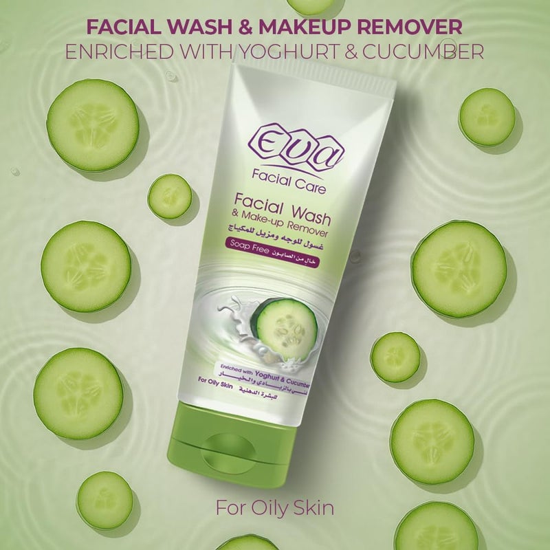 Eva Facial Wash & Make-Up Remover Enriched with Yoghurt and Cucumber for Oily Skin - 150 ml - Image 4